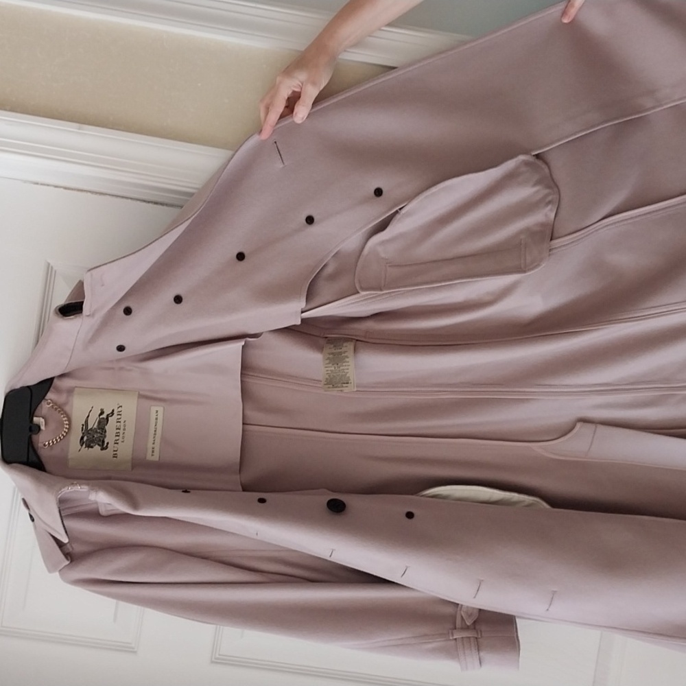 BURBERRY SANDRINGHAM 100% CASHMERE DOUBLE-BREASTED TRENCH COAT IN PALE ORCHID - Picture 16 of 16